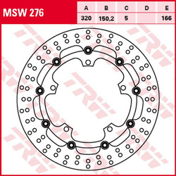 TRW LUCAS ZF TARCZA HAMULCOWA PRZÓD TRIUMPH SPEED 1050 '15-'16, SPEED TRIPLE 1050 '08-, SPRINT GT 1050 '10-'13, TROPHY 1200 '13-'17 (320X150X5MM)
