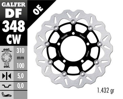 GALFER TARCZA HAMULCOWA PRZÓD SUZUKI GSX-R 600 '06-'07; GSX-R 750 '06-'07; GSX-R 1000 '05-'08; M 109R BOULEVARD; VZR 1800 INTRUDER '06- (WAVE FLOATING) (310X100X5MM)