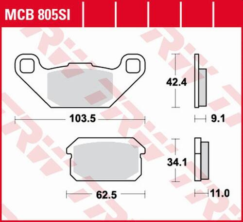 TRW LUCAS ZF KLOCKI HAMULCOWE KH431 SINTER OFFROAD ADLY ATV 150 '06-'10, ATV 300 '04-'10, CPI XS 250 POWER QUAD '07-'10, QUADZILLA BR/XRV '05-'08, RL 300 BUGGIE '07-'08, HURICANE 280/300/320 '07-, HURICANE 500 '08-, TYŁ