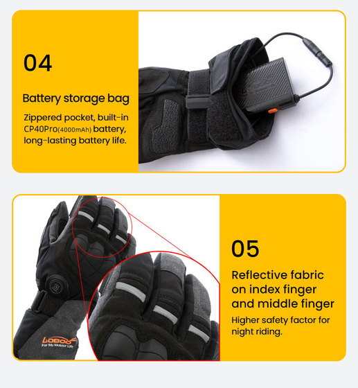 LOBOO Podgrzewane rękawice motocyklowe Czerwone (01.2.09052.001.01)