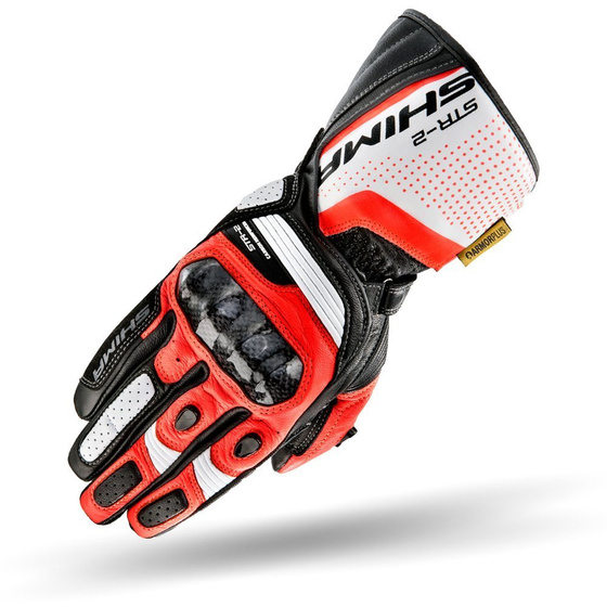 Motorcycle sport gloves SHIMA STR-2 white/black/red
