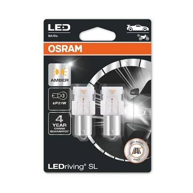 Żarówka LED P21W LEDriving SL (blister, 2 szt., 12V, żółta, 1,3W, rodzaj gniazda: BA15S brak homologacji - nie nadaje się do użytku na drogach publicznych)