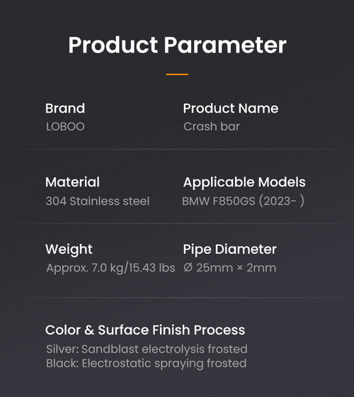 LOBOO Crash Bar do BMW F850GS (2023-) Silver (10.3.01033.001.21)