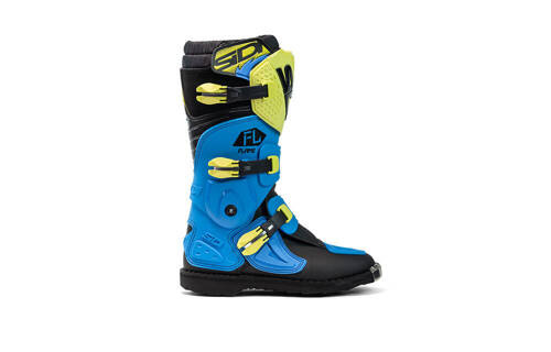 Motorcycle Boots Flame blue yellow
