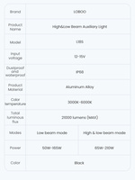 LOBOO L18S światło drogowe i mijania pomocnicze (czarne) (10.1.01018.001.01)