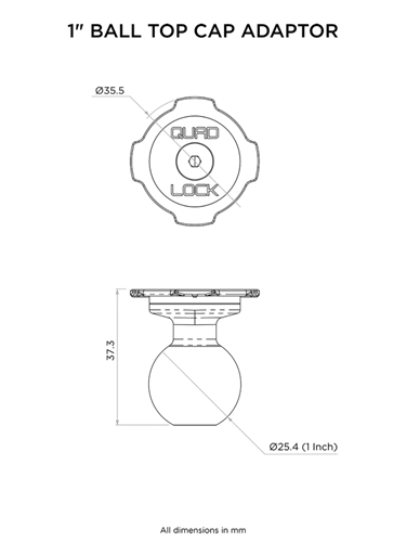 Quad Lock® Car - Ball Top Cap Adaptors