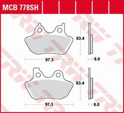 TRW LUCAS BRAKE PADS KH400 SINTER STREET XL 883 99-03, XL 1200 00-03, FLHRI / FLSTC / FXD 1450 99-07, FLHRC / FLHX / FXDL 1584 06-07, REAR