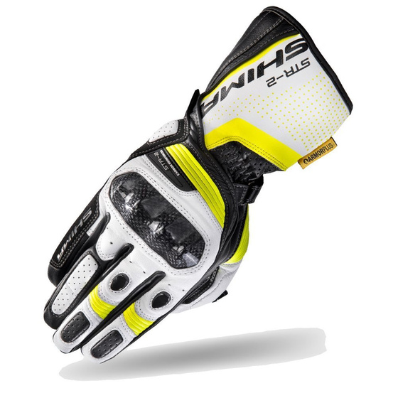 Motorcycle sport gloves SHIMA STR-2 black/fluo