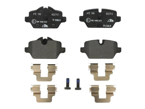 Klocek hamulcowy kpl. tył (z dodatkami, ze śrubami prowadzącymi zacisku hamulcowego) BMW 1 (E81), 1 (E87), 3 (E90), 3 (E92) MINI COUNTRYMAN (R60), PACEMAN (R61) 1.6-2.0D 06.04-10.16