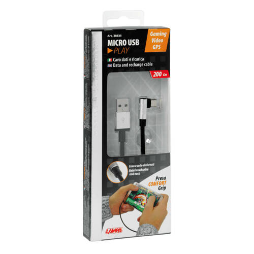 38835 Kabel USB 90° > Micro USB - 200 cm - Czarny