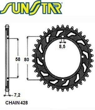 SUNSTAR zębatka tylna 1-2058-49