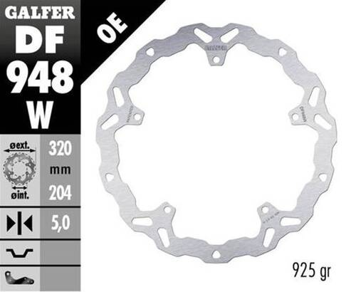 GALFER TARCZA HAMULCOWA PRZÓD KTM RC 125 '22-'23; RC 200 '22-23; RC 390 '22'23 (WAVE FIXED) (320X204X5MM)