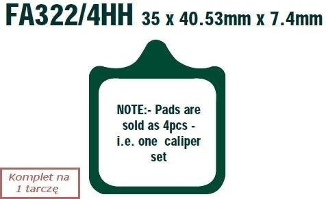 Brake pads EBC EPFA322/4HH Extreme Pro (set on 1 disk)