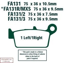 Brake pads EBC FA131R (set on 1 disk) (odpowiednik PROX 37.207102)