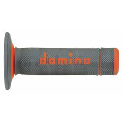 DOMINO Motorcycle Grips CROSS A020 GREY ORANGE A02041C4552A7-1