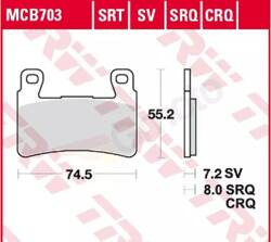 TRW LUCAS LUCAS BRAKE PADS KH265 KH296 METALLIC SINTER RACING (PERFORMANCE FOR TRACK) (REPLACES MCB703SRQ)