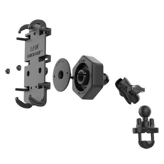 RAM-B-149Z-A-PD4-462 RAM® Quick-Grip™ XL Phone Mount with Vibe-Safe™ & U-Bolt Base - Short