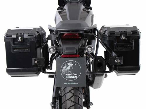 Side carrier cutout stainless steel incl Xplorer black sideboxes for Harley Davidson Pan America (2021-)