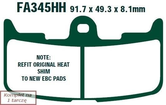 Brake pads EBC FA345HH wzmacniane (set on 1 disk)