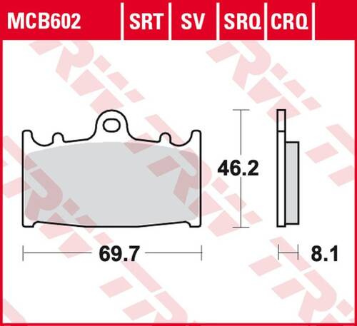 TRW LUCAS ZF KLOCKI HAMULCOWE KH158 CARBON RACING HUSABERG FS 450 '03-'05, FS 650 '01-'05, KAWASAKI ZZR 500 '90-'05, SUZUKI RGV 250 '91-'95, GSX-R 400 '88-'90, GSX-R 750 '00-'03 PRZÓD