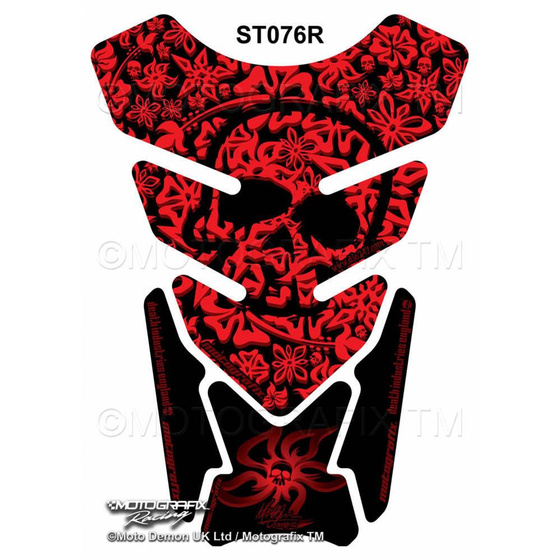 MOTOGRAFIX TANKPAD HAWAIIAN ALOHA SKULL RED ST076R