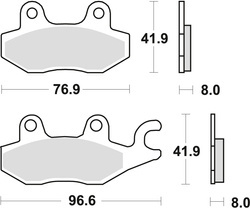 TRW LUCAS KLOCKI HAMULCOWE KH165 SINTER OFFROAD HONDA NSR 50 93-96, CB 125F 14-16, KAWASAKI EX 250 07-17, KLF 300 89-07, SUZUKI DR 250 82-87, DR 800 91-96, YAMAHA XTZ 750 89-97, PRZÓD/TYŁ