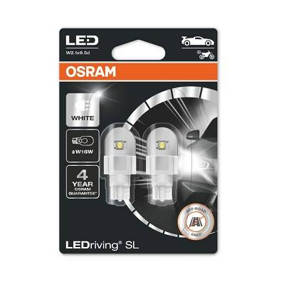 Żarówka LED W16W LEDriving SL (blister, 2 szt., 12V, biała chłodna, 1,3W, rodzaj gniazda: W2,1X9,5D brak homologacji - nie nadaje się do użytku na drogach publicznych)