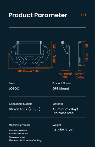 LOBOO Zestaw montażowy GPS BMW C400X (2018-) (10.3.09092.001.11)