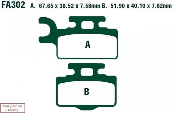 Brake pads EBC FA302R (set on 1 disk) (odpowiednik PROX 37.107202)