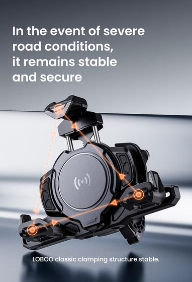 LOBOO Uchwyt na telefon PH02S (z modułem ładowania, na kierownice 22/25/28/32mm) (10.3.08002.104.11)
