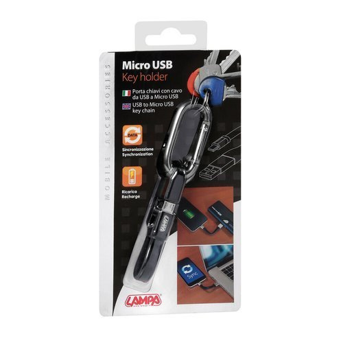 38918 Key chain with Usb > Micro Usb cable, 10 cm - Blister 1 pc