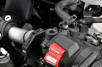 80943 Mirror hole plug bolt CNC red anodized f. M10 x P1.25 left hand side