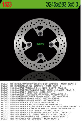 NG TARCZA HAMULCOWA TYŁ DUCATI MULTISTRADA 1200 10-16, MONSTER 1200 14-16, HYPERMOTORAD