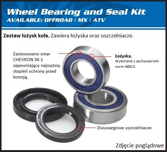 Zestaw łożysk koła przód KAWASAKI KX, KXF SUZUKI RM-X, RM-Z YAMAHA YZ 250/450 2004-