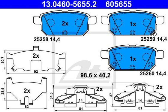 Klocek hamulcowy kpl. tył SUZUKI SWIFT IV, SX4 S-CROSS, VITARA 1.0-1.6D 10.10-