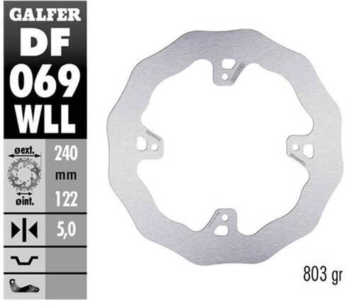 GALFER TARCZA HAMULCOWA TYŁ HONDA CR 125R/250R '95-'07, CR 500 '95-'00, CRF 250R/450R '02- WAVE (240X122X5MM)