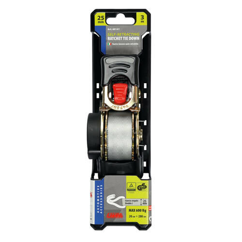 60141 Self-retracting heavy duty ratchet tie-down - 2,5x300 cm