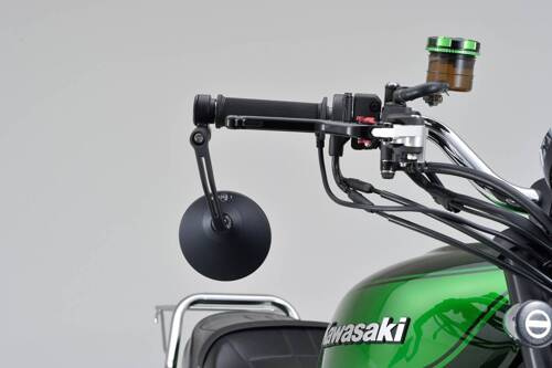 D-MIRROR-3 ROUND/BAREND ALUMINUM BLACK 1PC E-MARKED