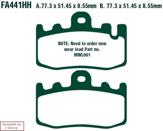 Brake pads EBC FA441HH wzmacniane (set on 1 disk)