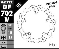 GALFER TARCZA HAMULCOWA PRZÓD BMW R 850/1100/1150/1200 (305X181X4,8) (NG1044) WAVE
