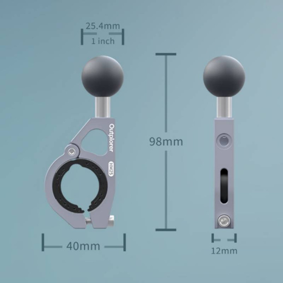 Uchwyt na kierownicę (22/25/28/32 mm) z kulą 1 cal Outplorer HM25