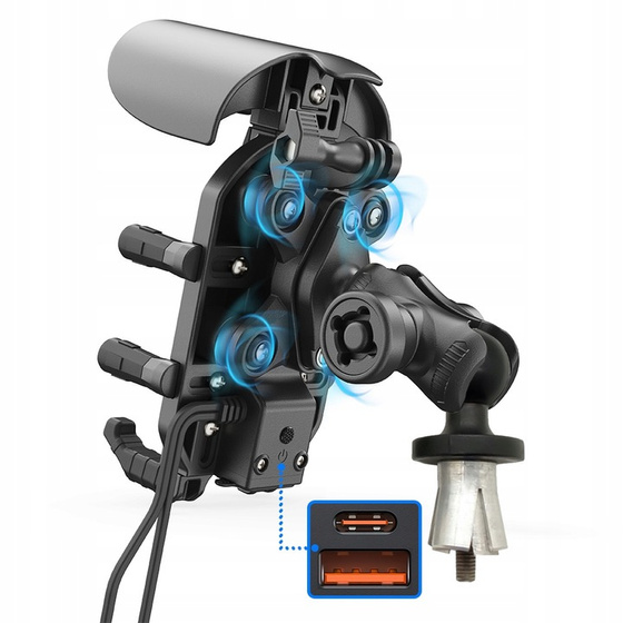 MC39-03 Motorcycle Phone Holder Anti-vibration USB-C Charging