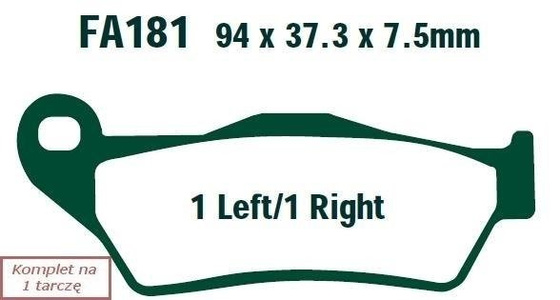 Brake pads EBC FA181R (set on 1 disk) (odpowiednik PROX 37.102202)