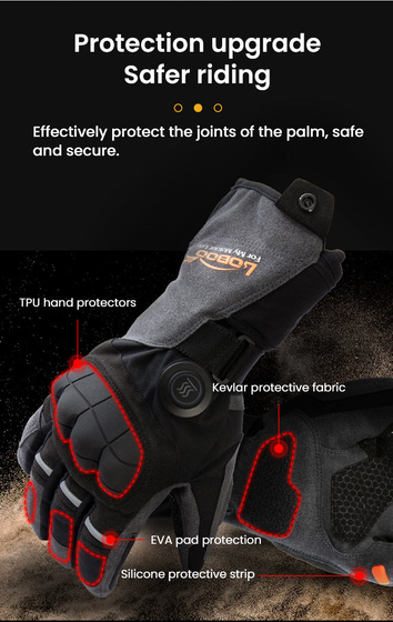 LOBOO Podgrzewane rękawice motocyklowe Szare (01.2.09049.001.01)