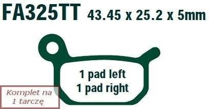 Brake pads EBC FA325R (set on 1 disk) (odpowiednik PROX 37.106302)