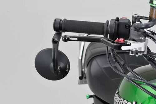 D-MIRROR-3 ROUND/BAREND ALUMINUM BLACK 1PC E-MARKED