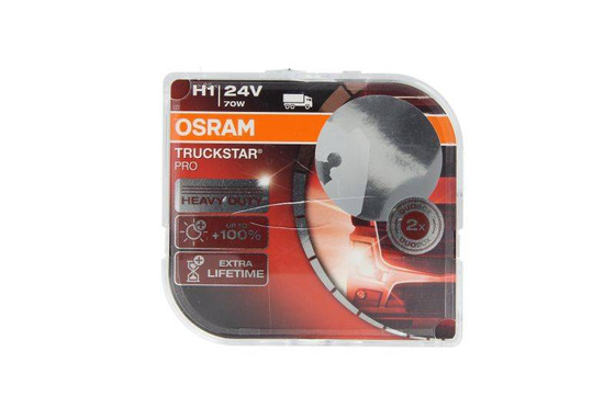 Żarówka (Zestaw 2szt.) H1 24V 70W P14,5S do 100% większa jasność, do 2 razy dłuższa żywotność Truckstar Pro Plus 100%