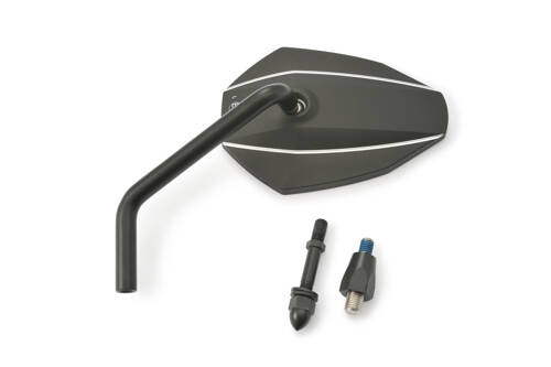 D-MIRROR-7 TYPE-K/ROD LEFT, ALU.BLACK 1PC E-MARKED, 2 ADAPTERS