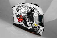 Kask Motocyklowy LAZER RAFALE EVO Stickerbomb (kol. Biały - Czarny - Srebrny - Czerwony) rozm. L