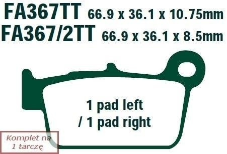Brake pads EBC FA367R (set on 1 disk) (odpowiednik PROX 37.201302)